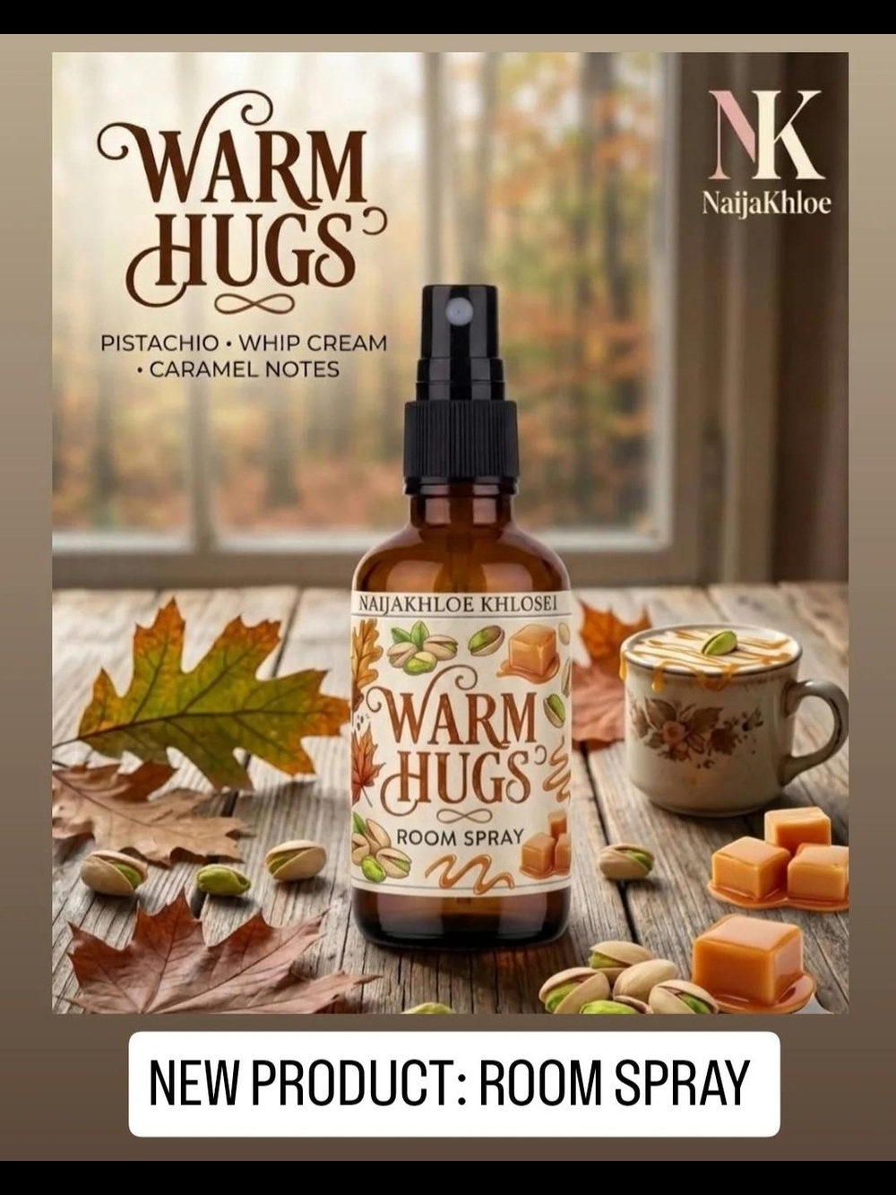 Warm Hugs Pistachio & Caramel Room Spray - Brown